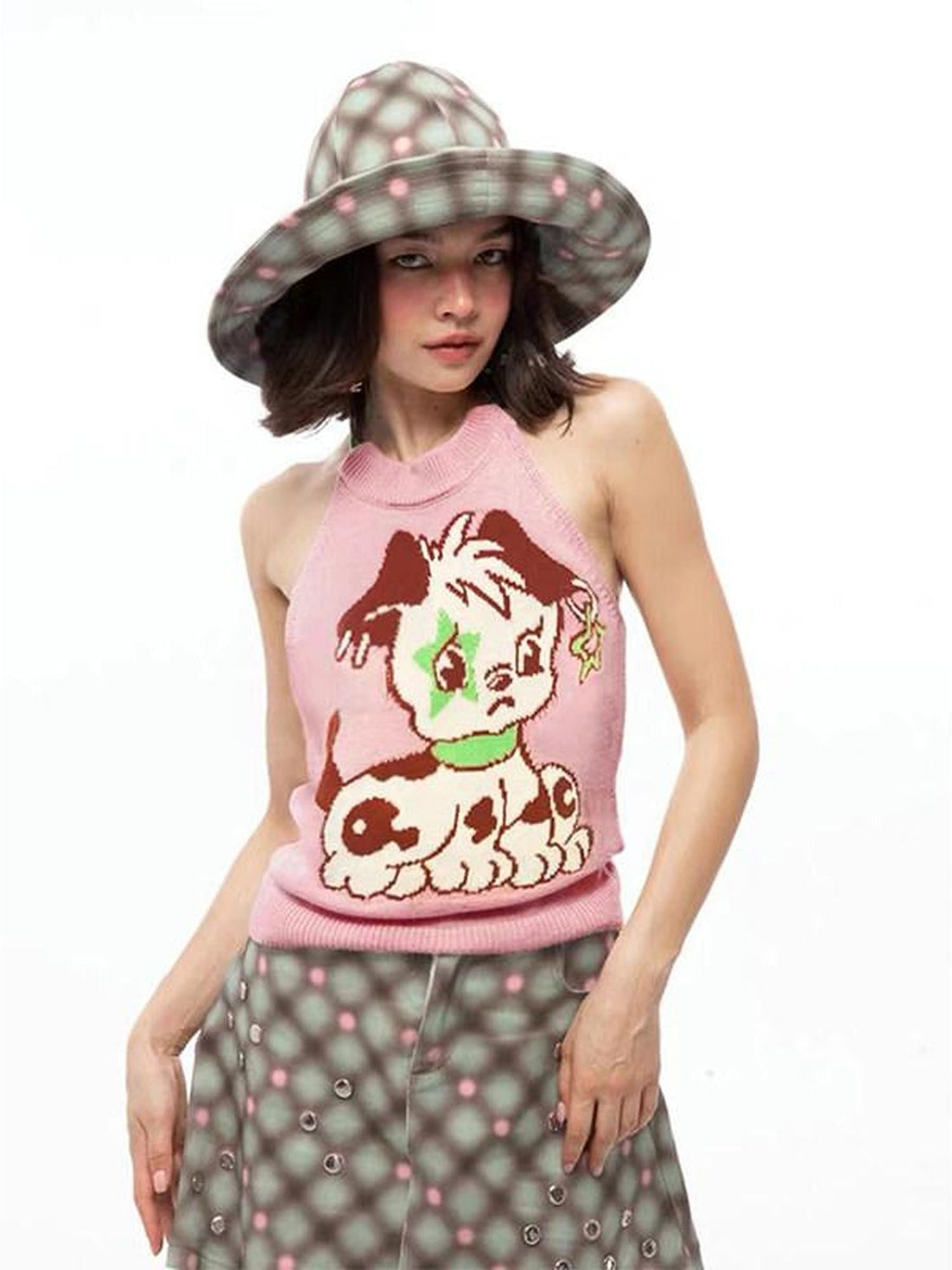 QUORRA S CHORD Pink Star Puppy Open Back Knitted Women&