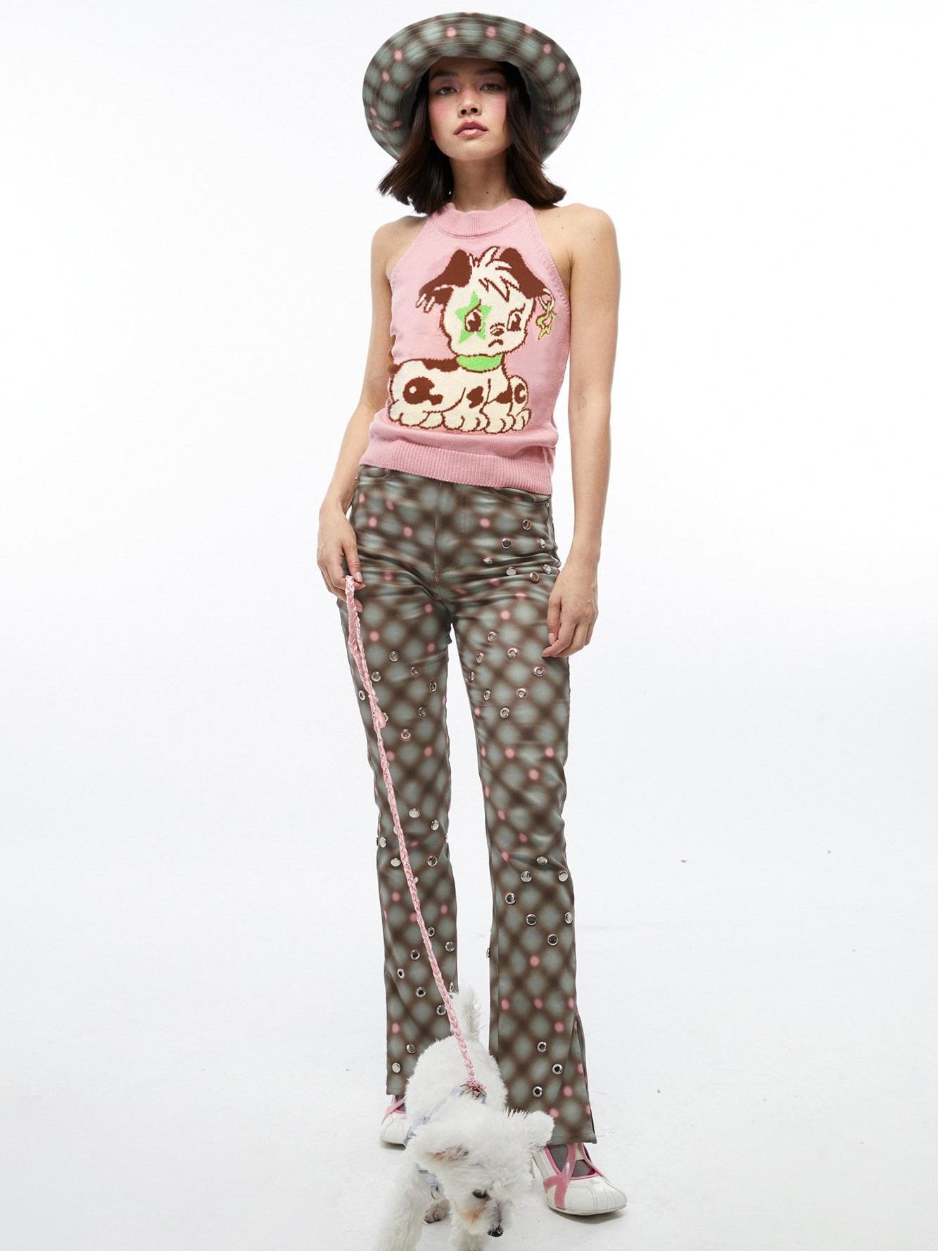 QUORRA S CHORD Pink Star Puppy Open Back Knitted Women&