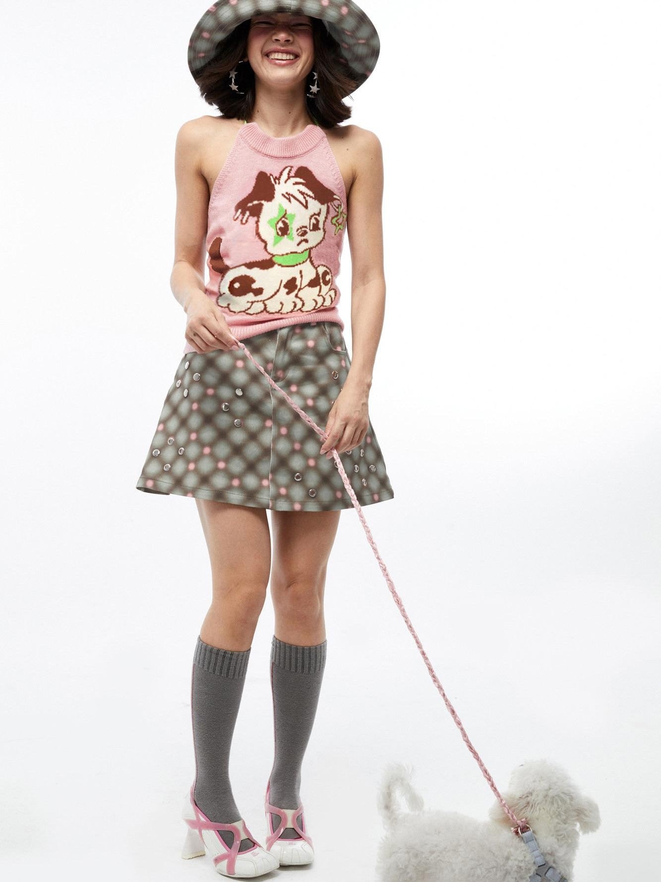 QUORRA S CHORD Pink Star Puppy Open Back Knitted Women&