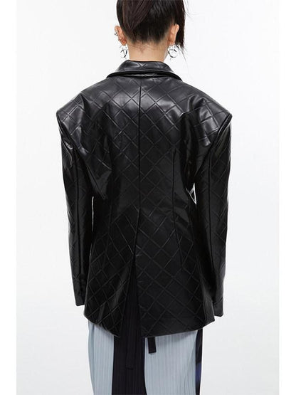 QUORRA S CHORD Plaid Jacquard Cinched Waist Vintage Tailored Women&