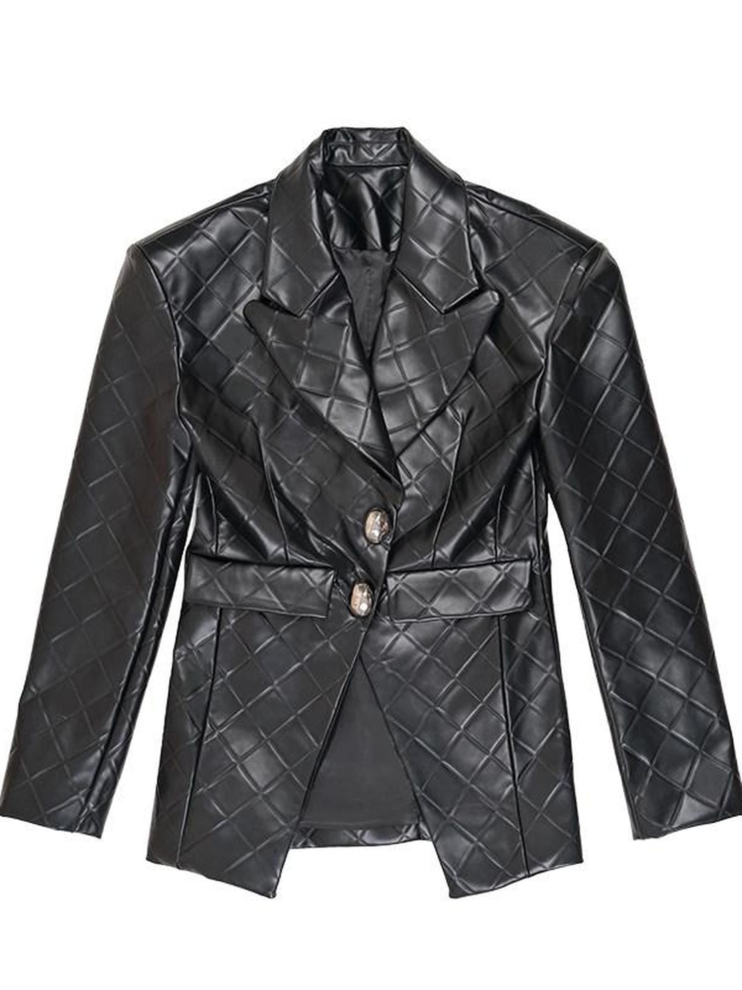 QUORRA S CHORD Plaid Jacquard Cinched Waist Vintage Tailored Women&