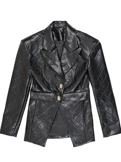 QUORRA S CHORD Plaid Jacquard Cinched Waist Vintage Tailored Women&