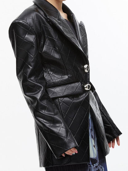 QUORRA S CHORD Plaid Jacquard Cinched Waist Vintage Tailored Women&