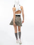 QUORRA S CHORD Plaid Rivet Eyelet High Waist A Line Women&