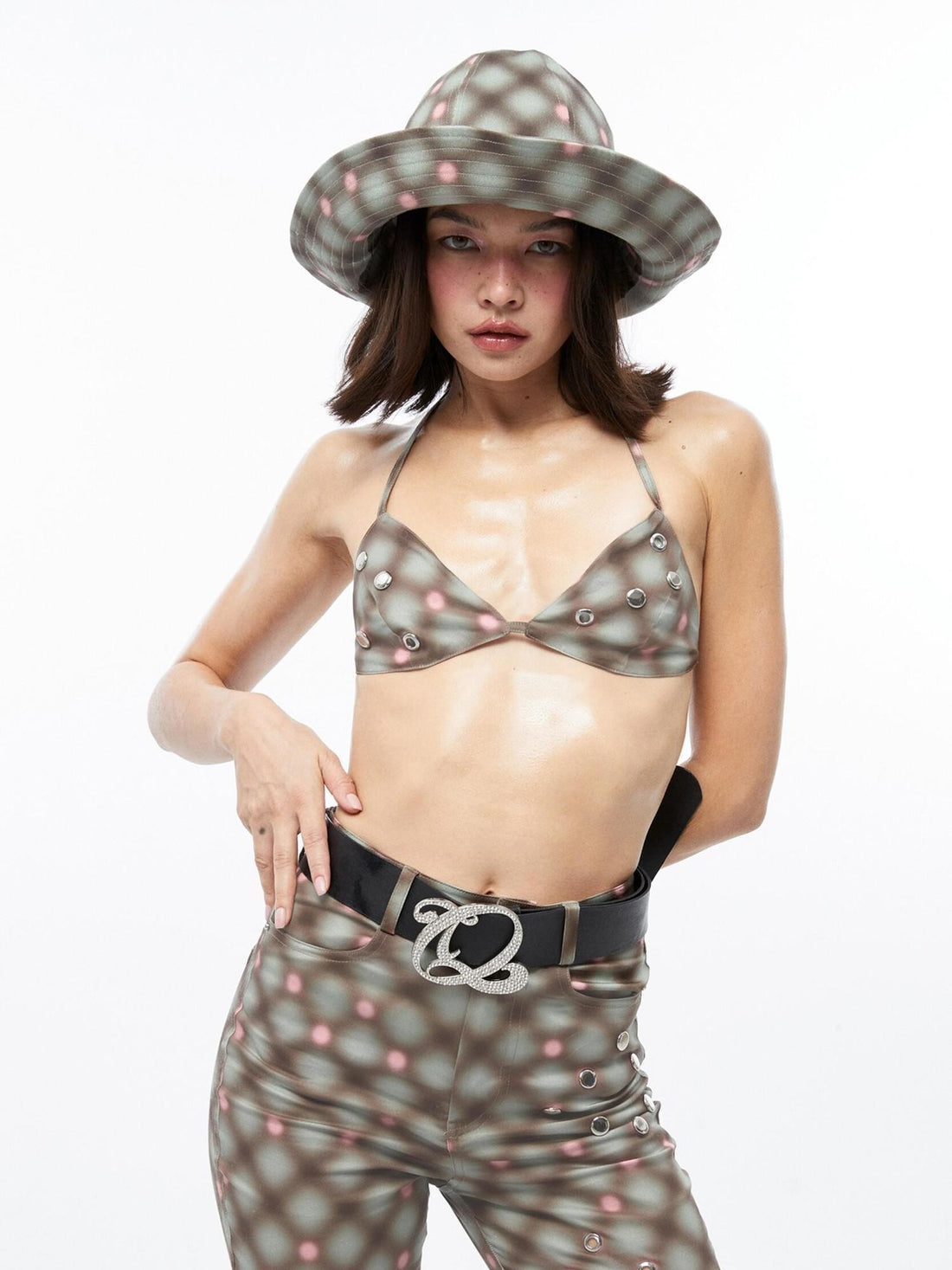 QUORRA S CHORD Plaid Studded Eyelet Breathable Women&