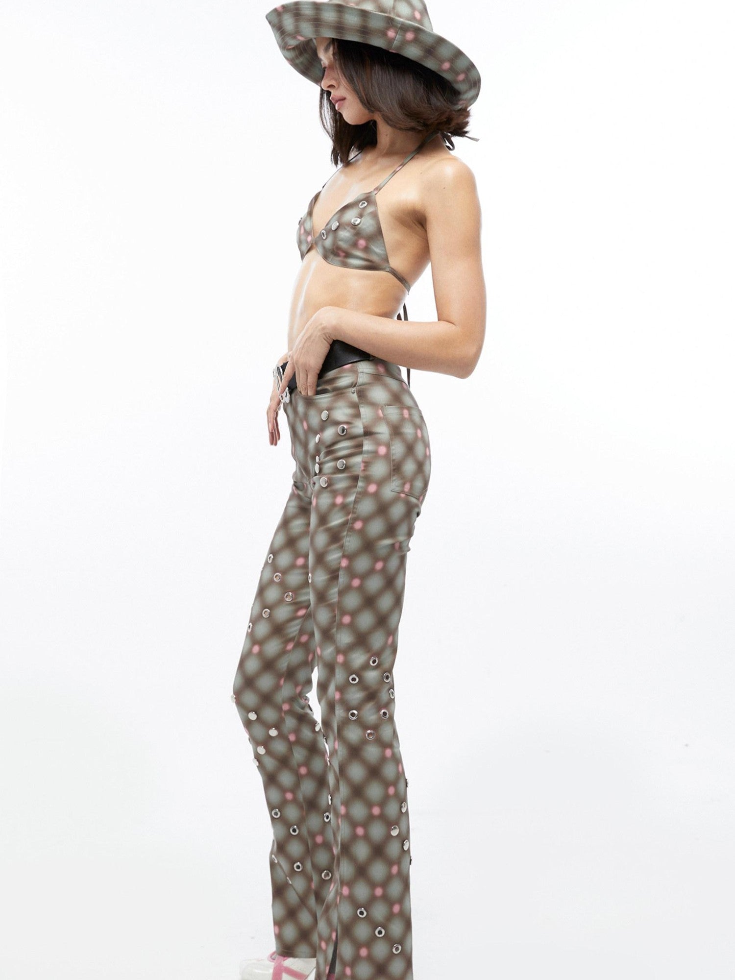 QUORRA S CHORD Plaid Studded Eyelet Breathable Women&