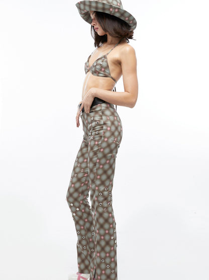 QUORRA S CHORD Plaid Studded Eyelet Breathable Women&
