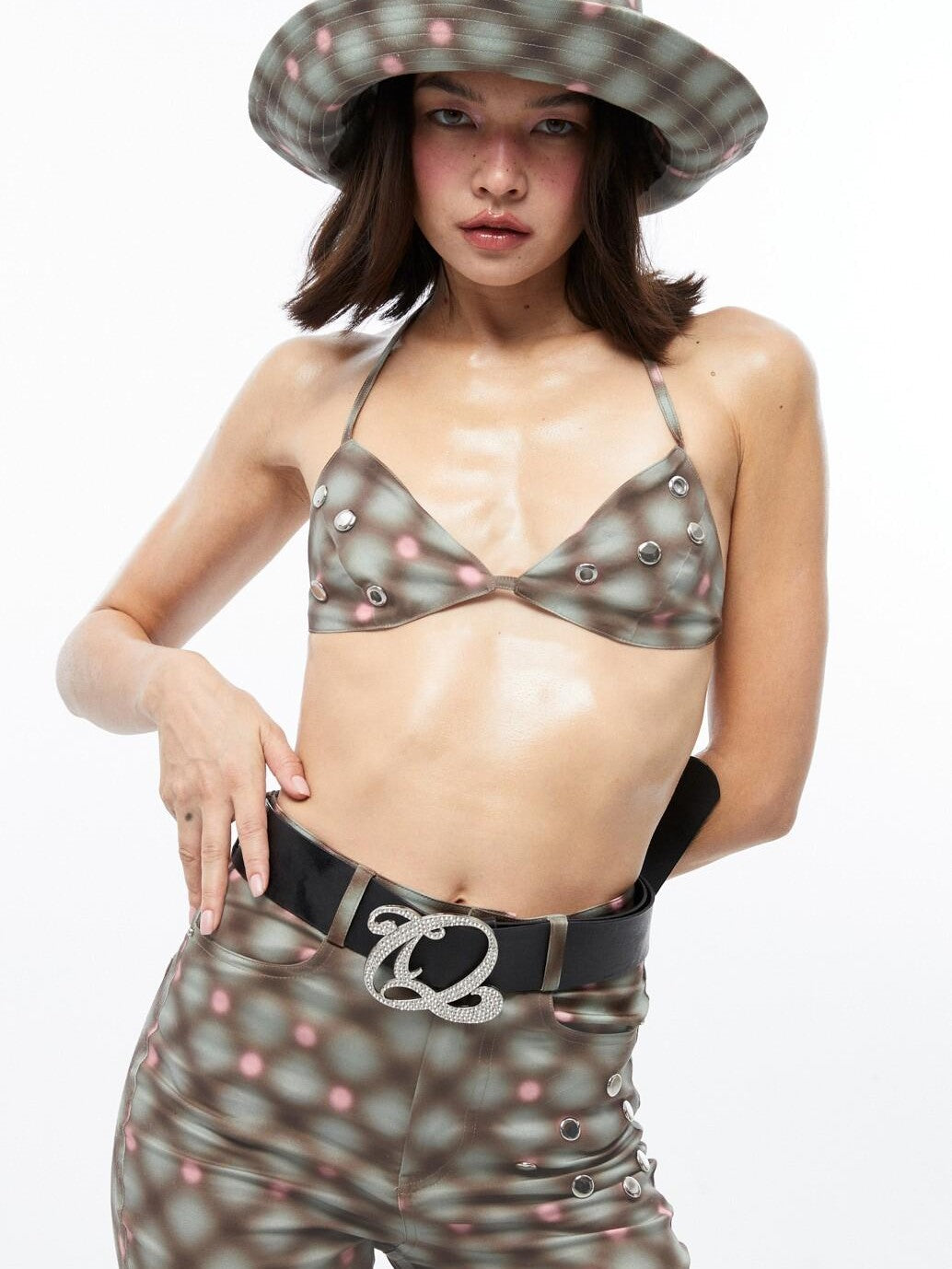 QUORRA S CHORD Plaid Studded Eyelet Breathable Women&