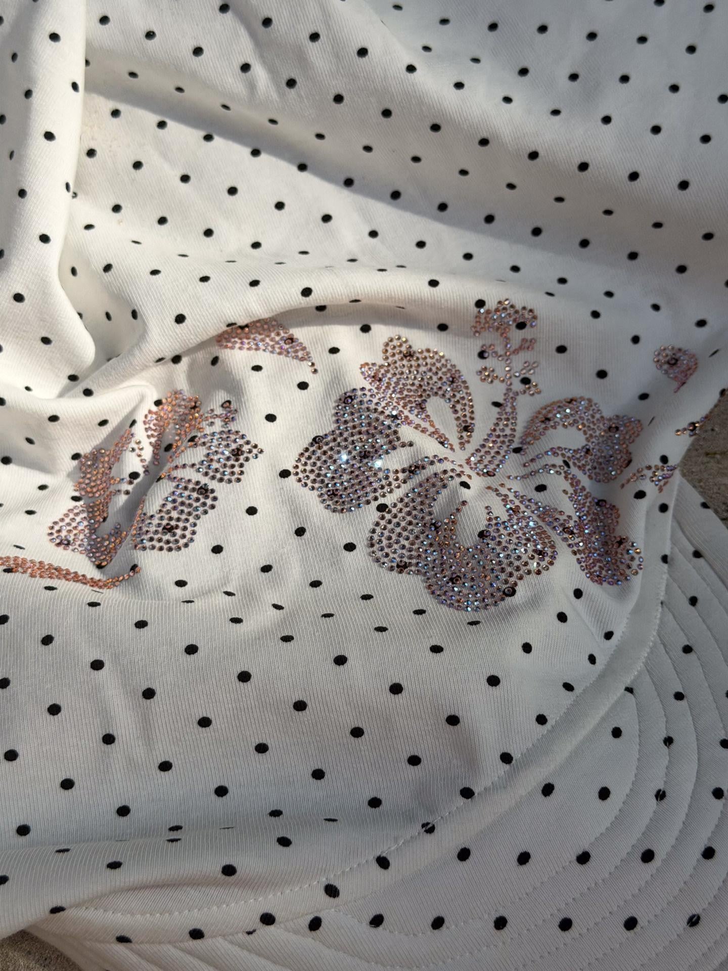 QUORRA S CHORD Polka Dot Hibiscus Rhinestone Shapeable Brim Tie Women&