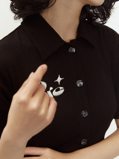 QUORRA S CHORD Polo Short Sleeve Satin Splice Waist Cinched Women&