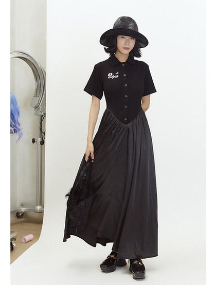 QUORRA S CHORD Polo Short Sleeve Satin Splice Waist Cinched Women&