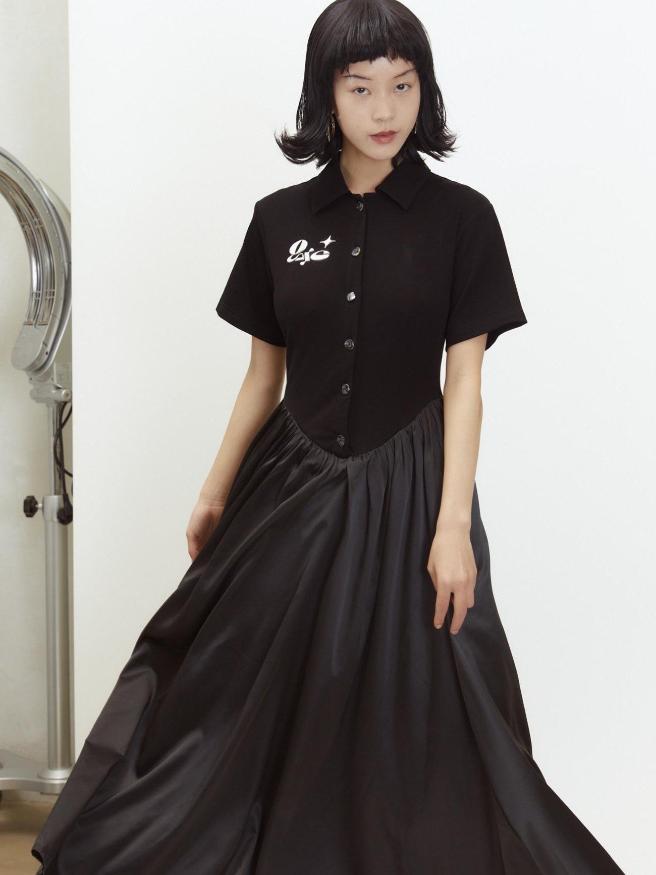 QUORRA S CHORD Polo Short Sleeve Satin Splice Waist Cinched Women&