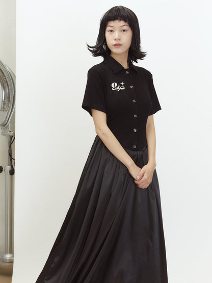 QUORRA S CHORD Polo Short Sleeve Satin Splice Waist Cinched Women&