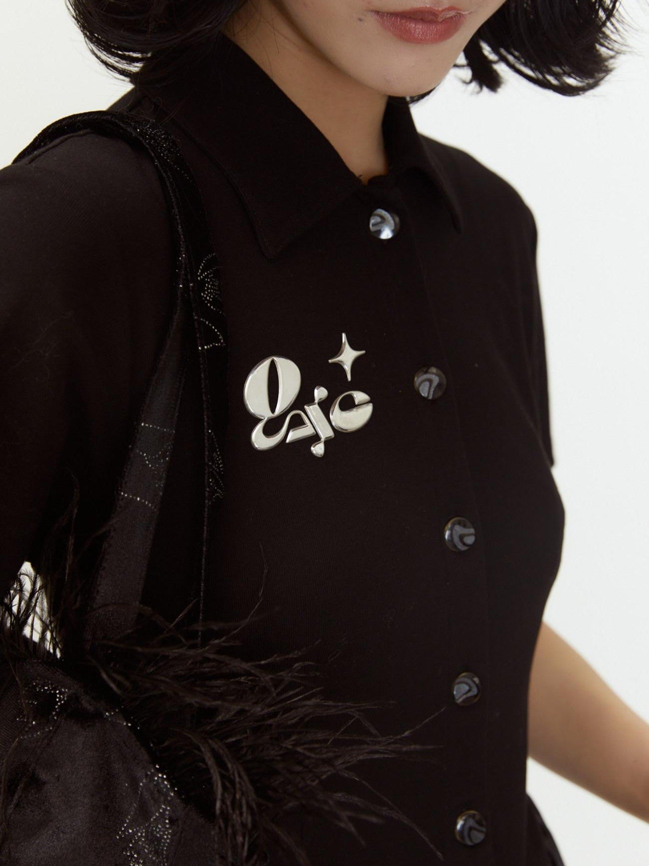 QUORRA S CHORD Polo Short Sleeve Satin Splice Waist Cinched Women&