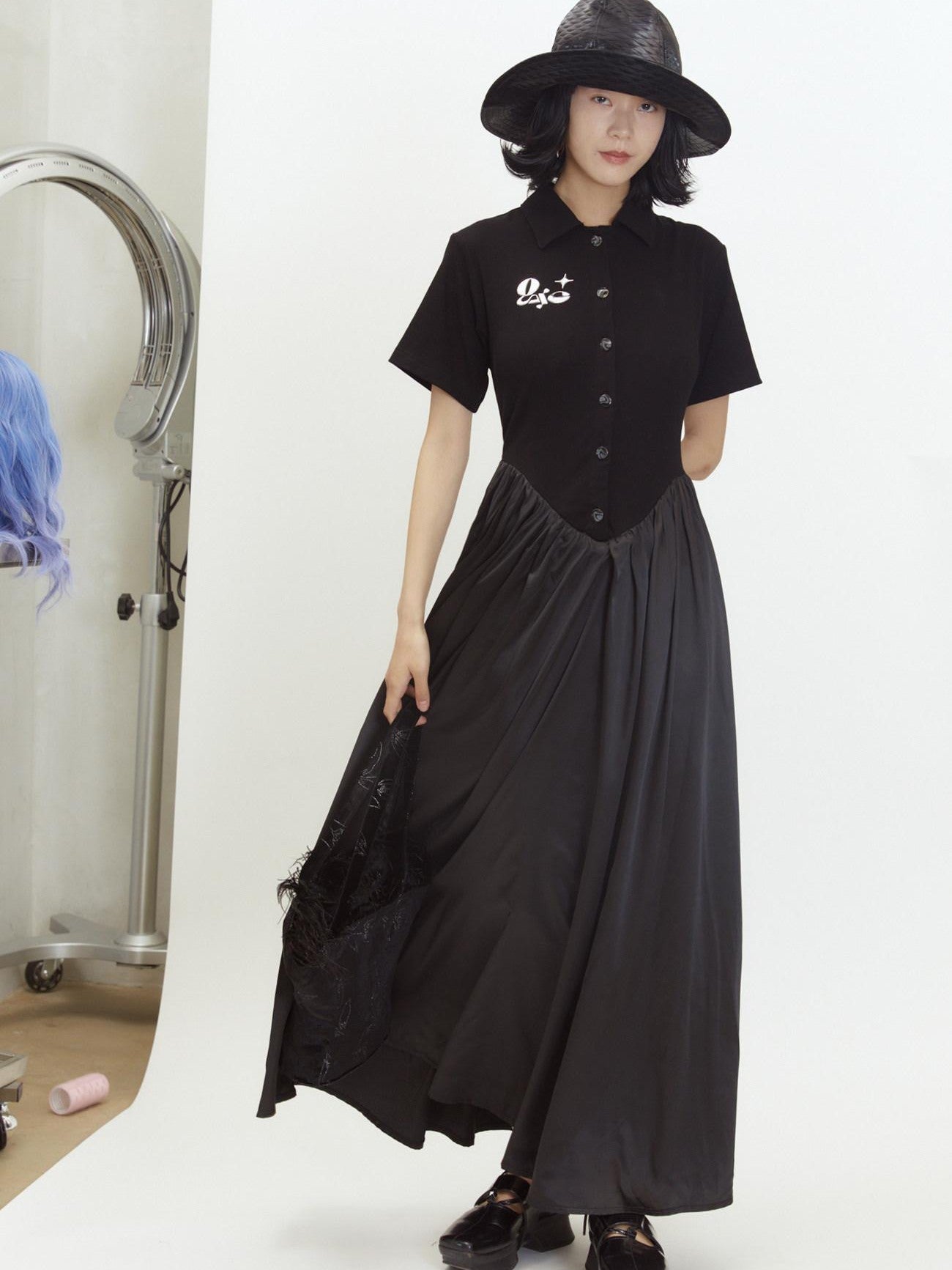 QUORRA S CHORD Polo Short Sleeve Satin Splice Waist Cinched Women&