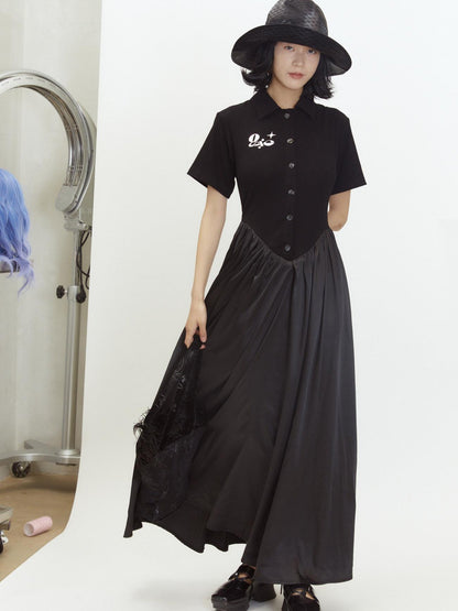 QUORRA S CHORD Polo Short Sleeve Satin Splice Waist Cinched Women&