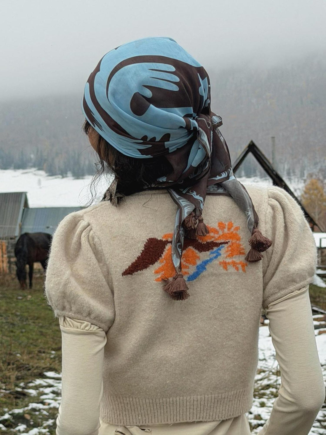 QUORRA S CHORD Prairie Pony Tassel Blue Brown Colorblock Women&