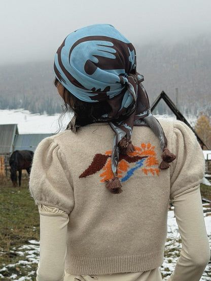 QUORRA S CHORD Prairie Pony Tassel Blue Brown Colorblock Women&