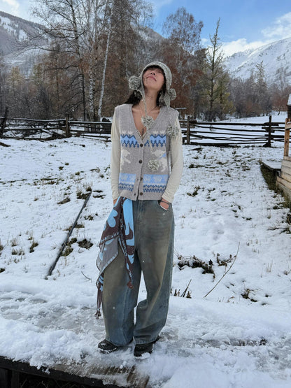 QUORRA S CHORD Prairie Pony Tassel Blue Brown Colorblock Women&
