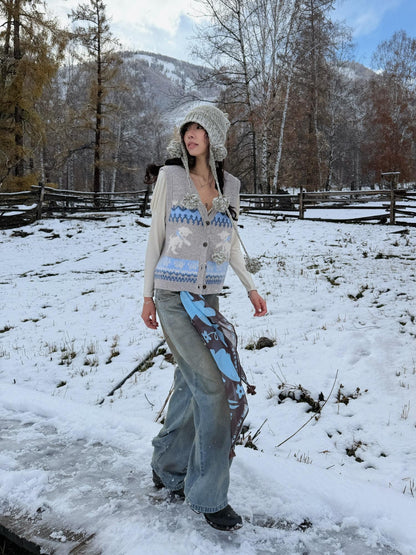 QUORRA S CHORD Prairie Pony Tassel Blue Brown Colorblock Women&