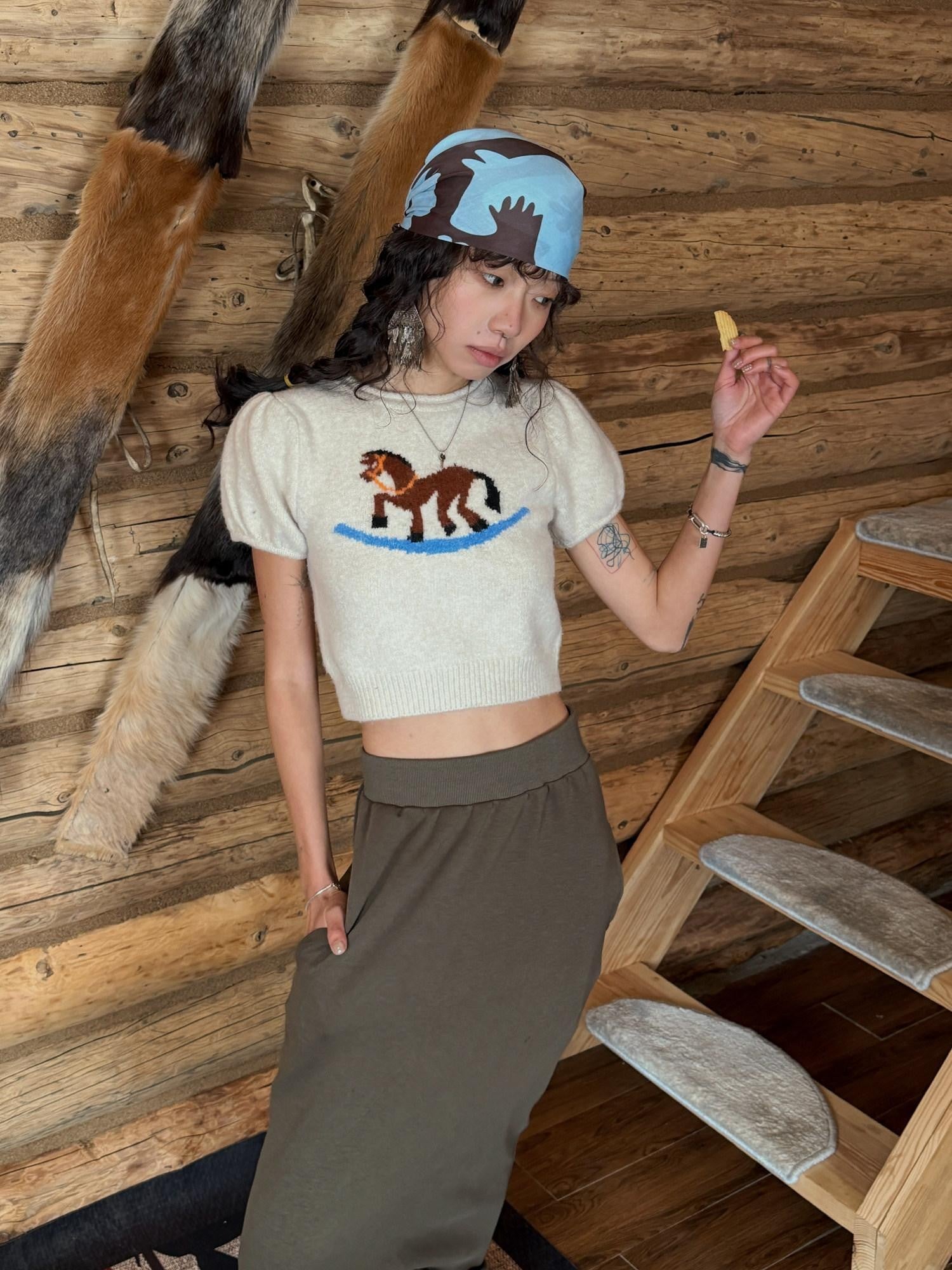 QUORRA S CHORD Prairie Pony Tassel Blue Brown Colorblock Women&