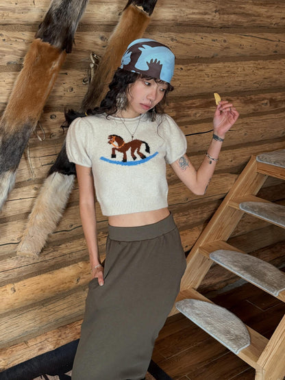 QUORRA S CHORD Prairie Pony Tassel Blue Brown Colorblock Women&