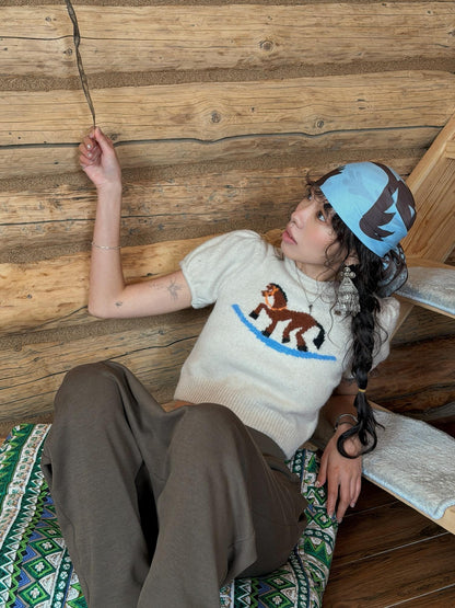 QUORRA S CHORD Prairie Pony Tassel Blue Brown Colorblock Women&