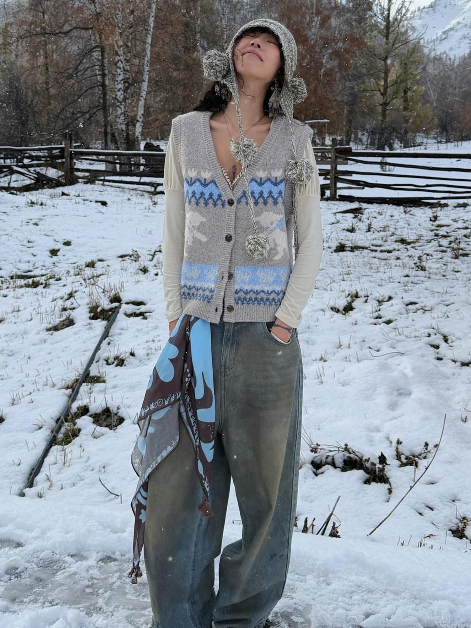 QUORRA S CHORD Prairie Pony Tassel Blue Brown Colorblock Women&