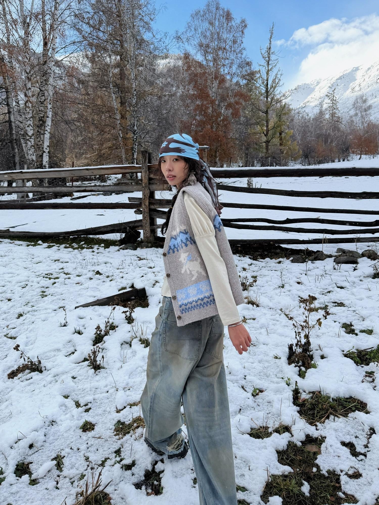 QUORRA S CHORD Prairie Pony Tassel Blue Brown Colorblock Women&