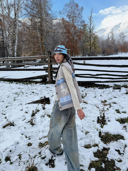 QUORRA S CHORD Prairie Pony Tassel Blue Brown Colorblock Women&