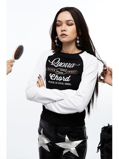 QUORRA S CHORD Printed Rhinestone Raglan Women&