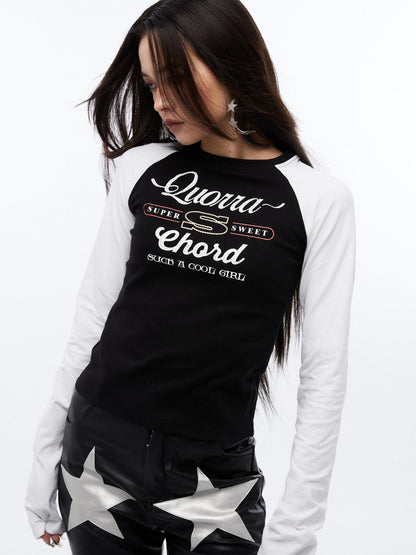 QUORRA S CHORD Printed Rhinestone Raglan Women&