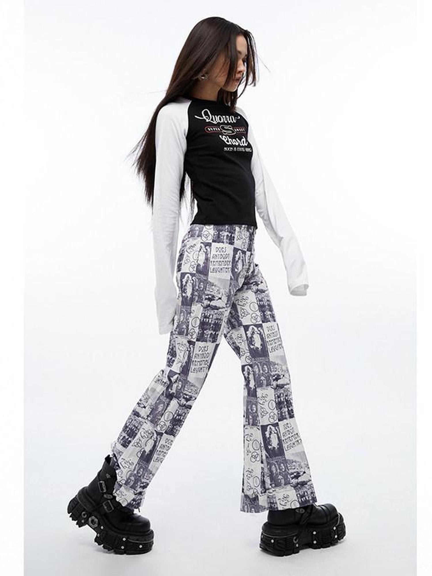 QUORRA S CHORD Printed Rhinestone Raglan Women&
