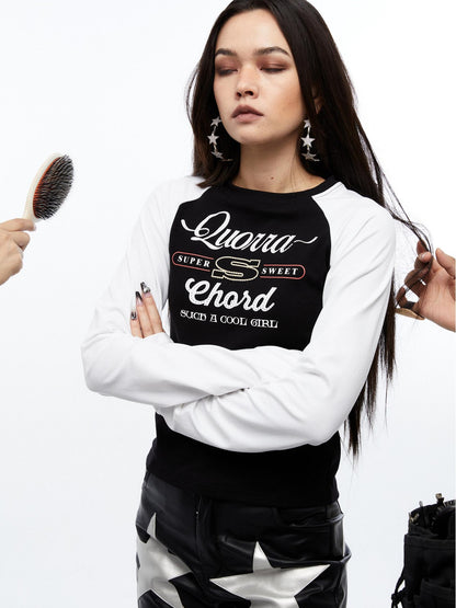 QUORRA S CHORD Printed Rhinestone Raglan Women&