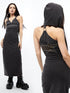 QUORRA S CHORD Rhinestone Hooded Backless Slit Women&
