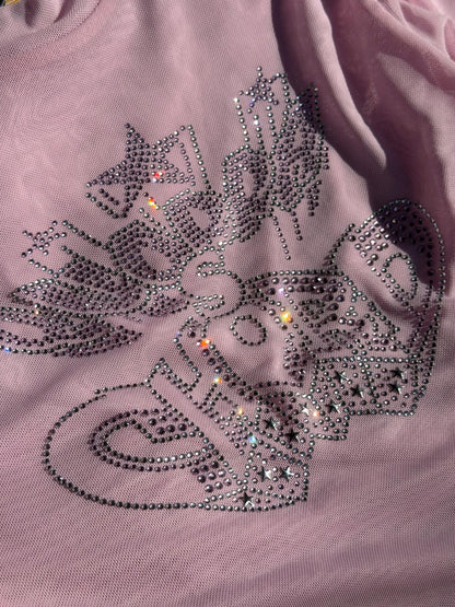 QUORRA S CHORD Sakura Pink Star Rhinestone Fitted Women&