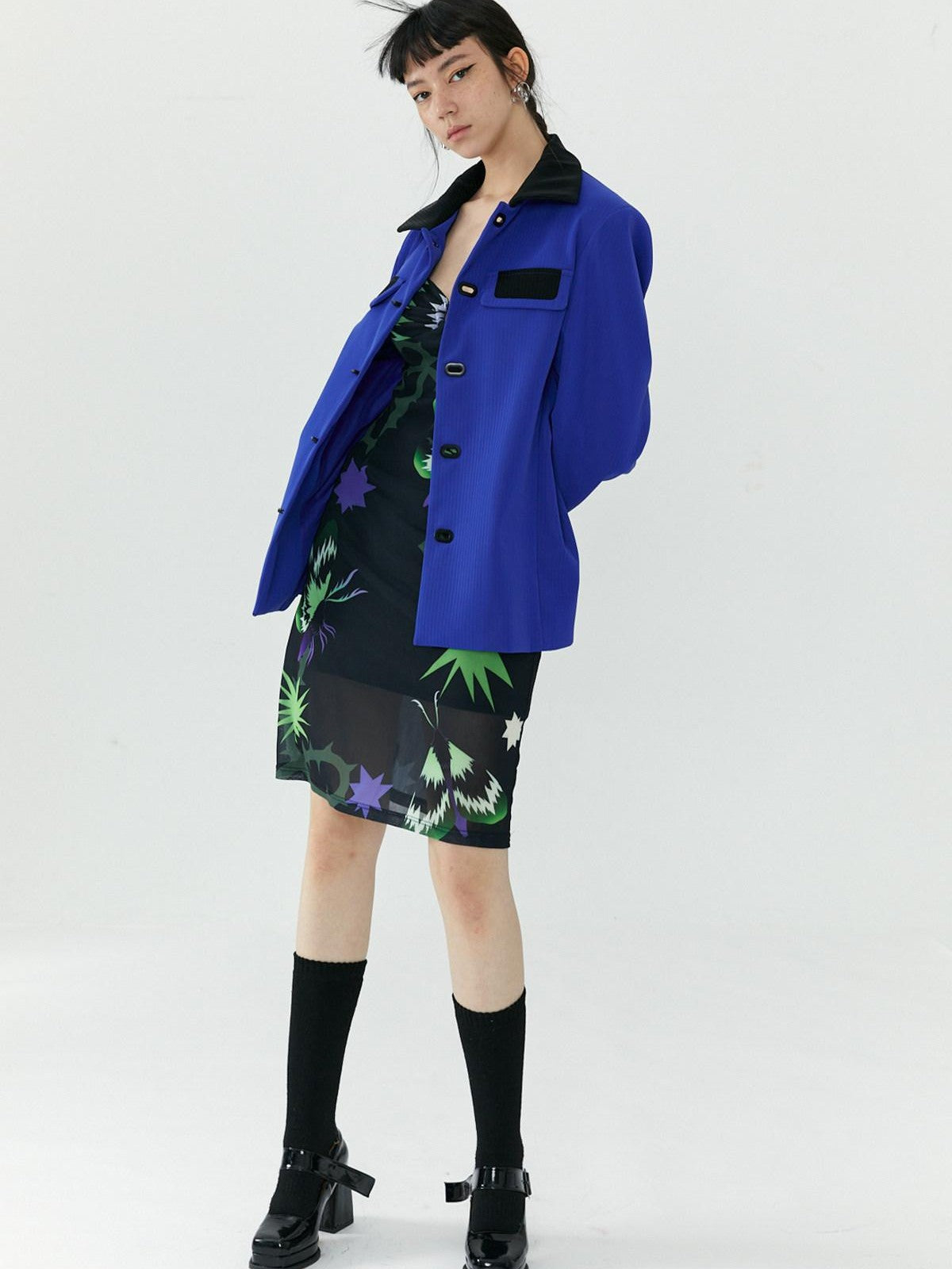 QUORRA S CHORD Sapphire Cobalt Contrast Single Breasted Women&