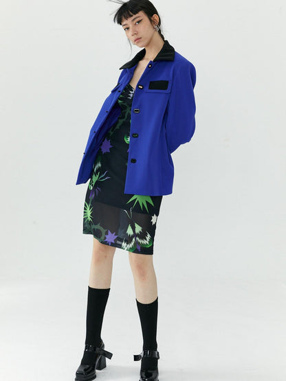 QUORRA S CHORD Sapphire Cobalt Contrast Single Breasted Women&