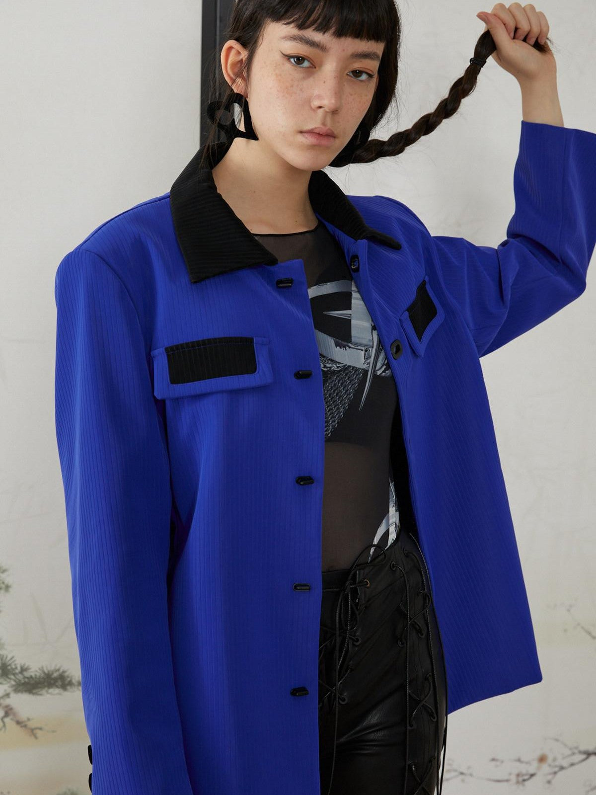 QUORRA S CHORD Sapphire Cobalt Contrast Single Breasted Women&