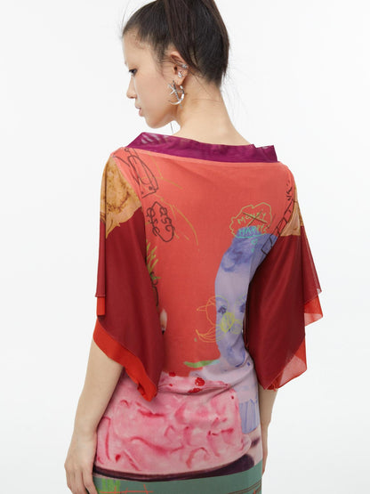 QUORRA S CHORD Sexy Birthday Cake Kimono Print Slimming Women&