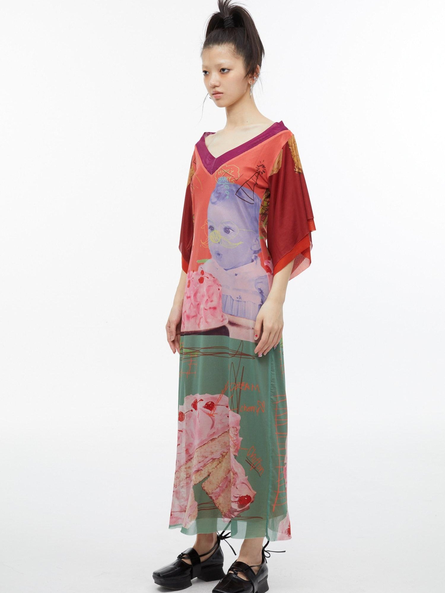 QUORRA S CHORD Sexy Birthday Cake Kimono Print Slimming Women&