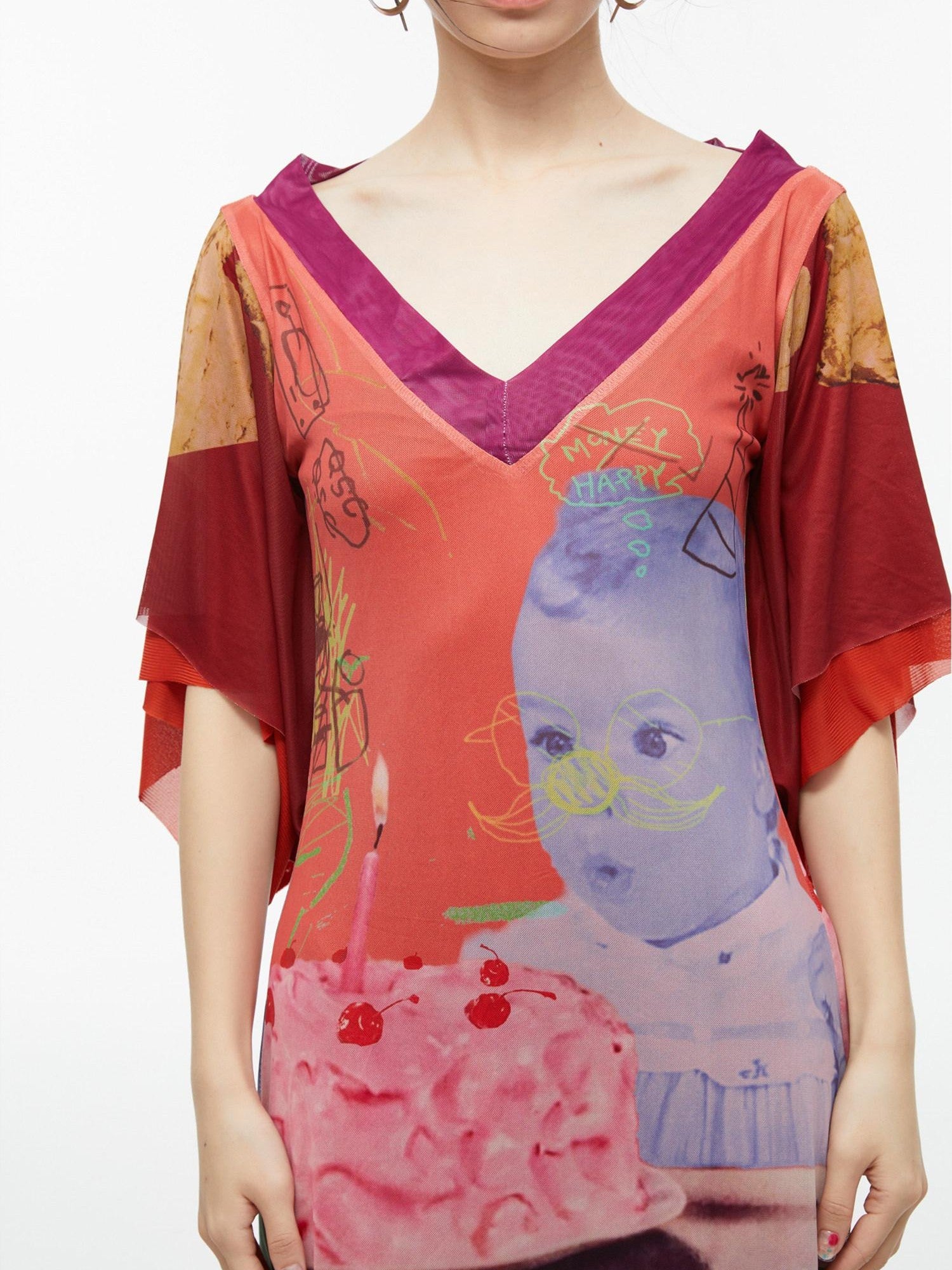 QUORRA S CHORD Sexy Birthday Cake Kimono Print Slimming Women&
