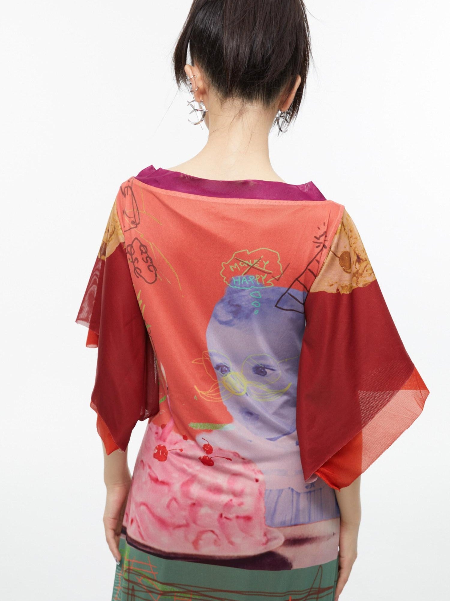 QUORRA S CHORD Sexy Birthday Cake Kimono Print Slimming Women&