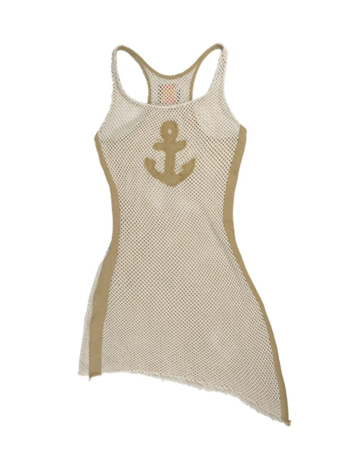 QUORRA S CHORD Sheer Mesh Punk Asymmetric Anchor T Back Women&