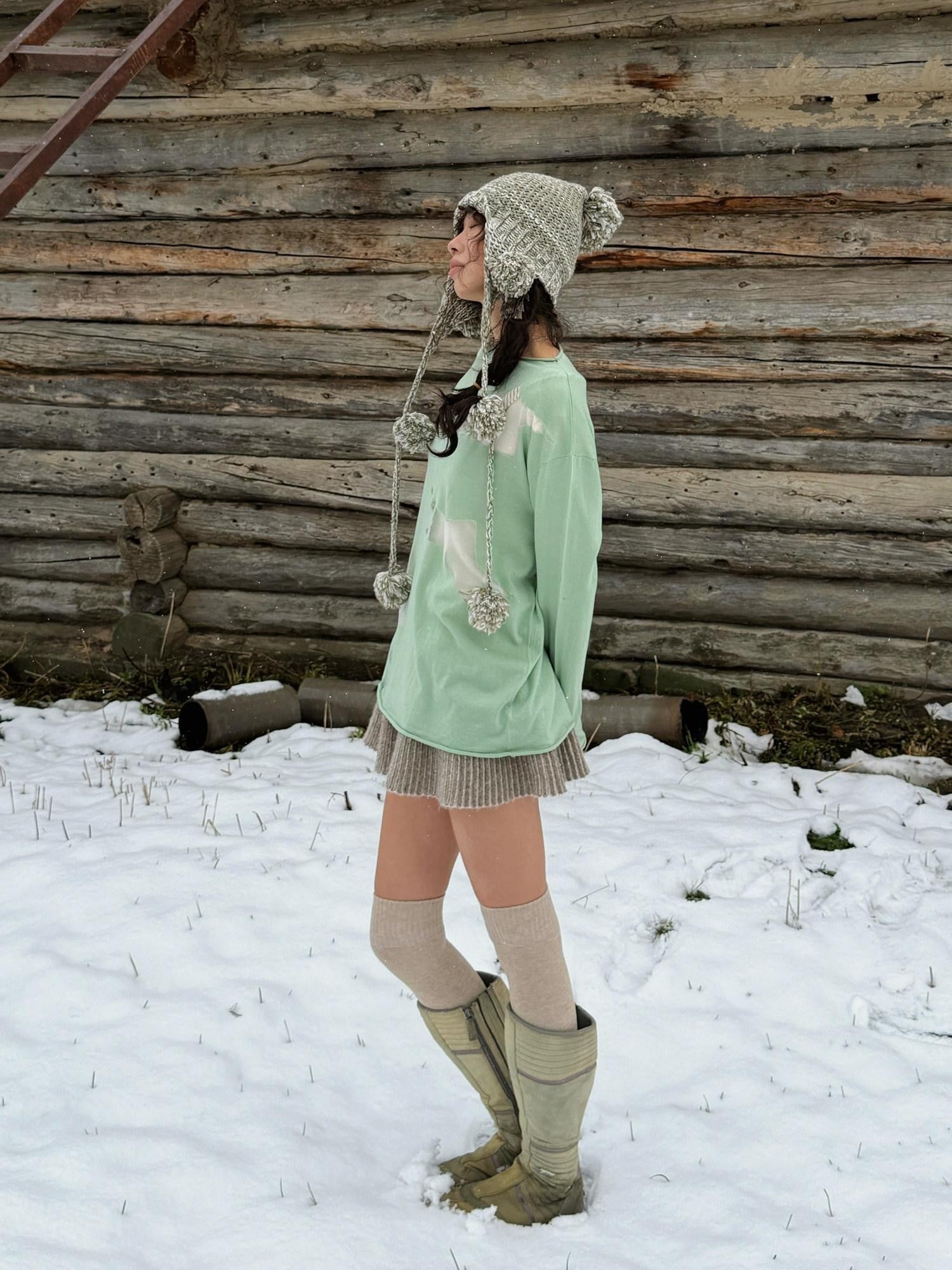 QUORRA S CHORD Sheer Star Knit Rolled Edge Women&