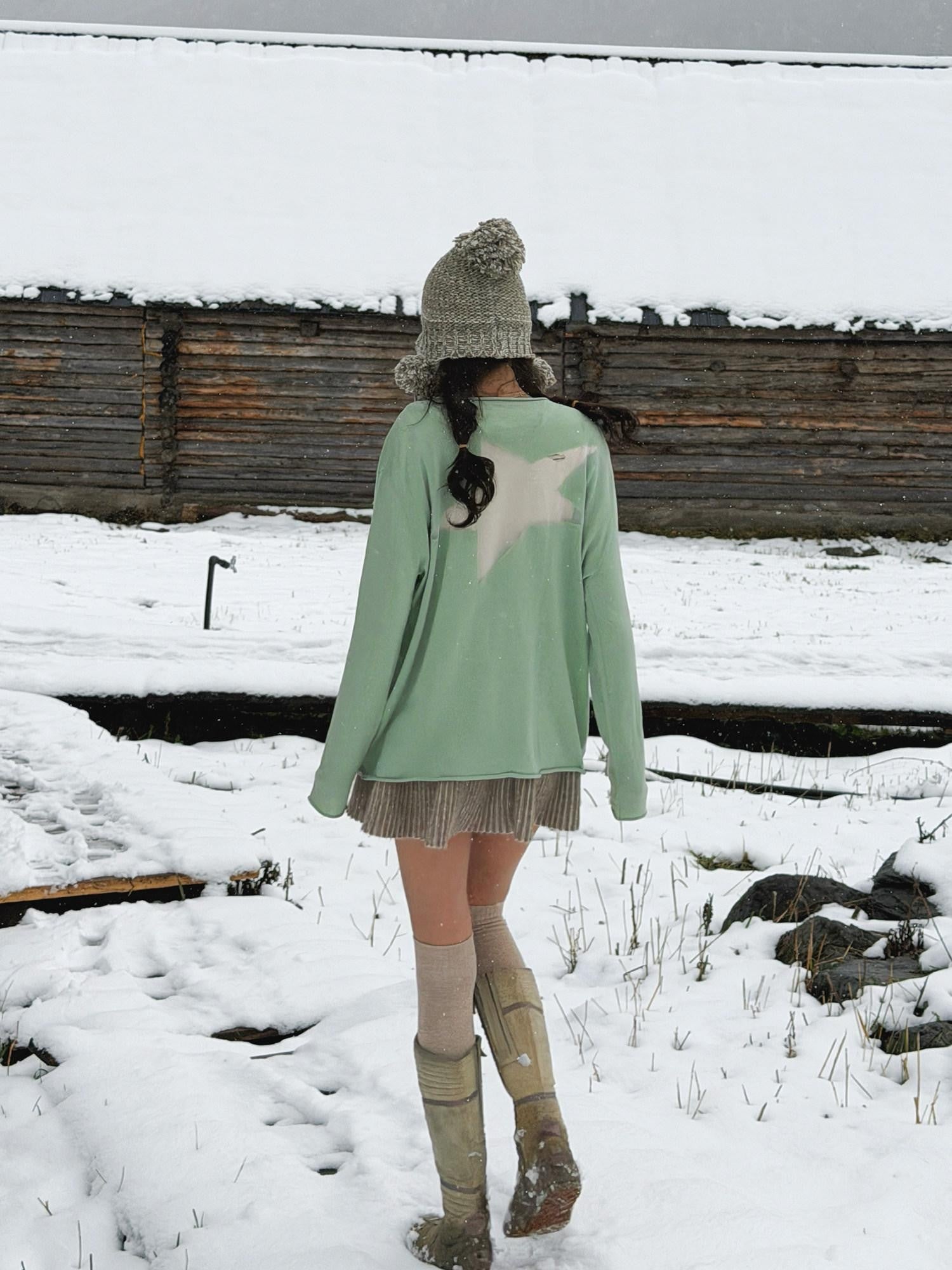 QUORRA S CHORD Sheer Star Knit Rolled Edge Women&