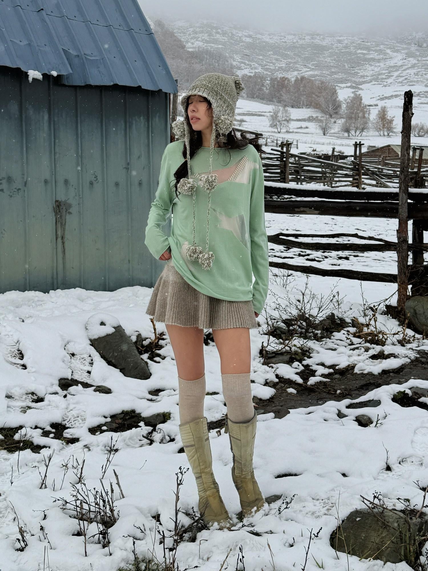 QUORRA S CHORD Sheer Star Knit Rolled Edge Women&