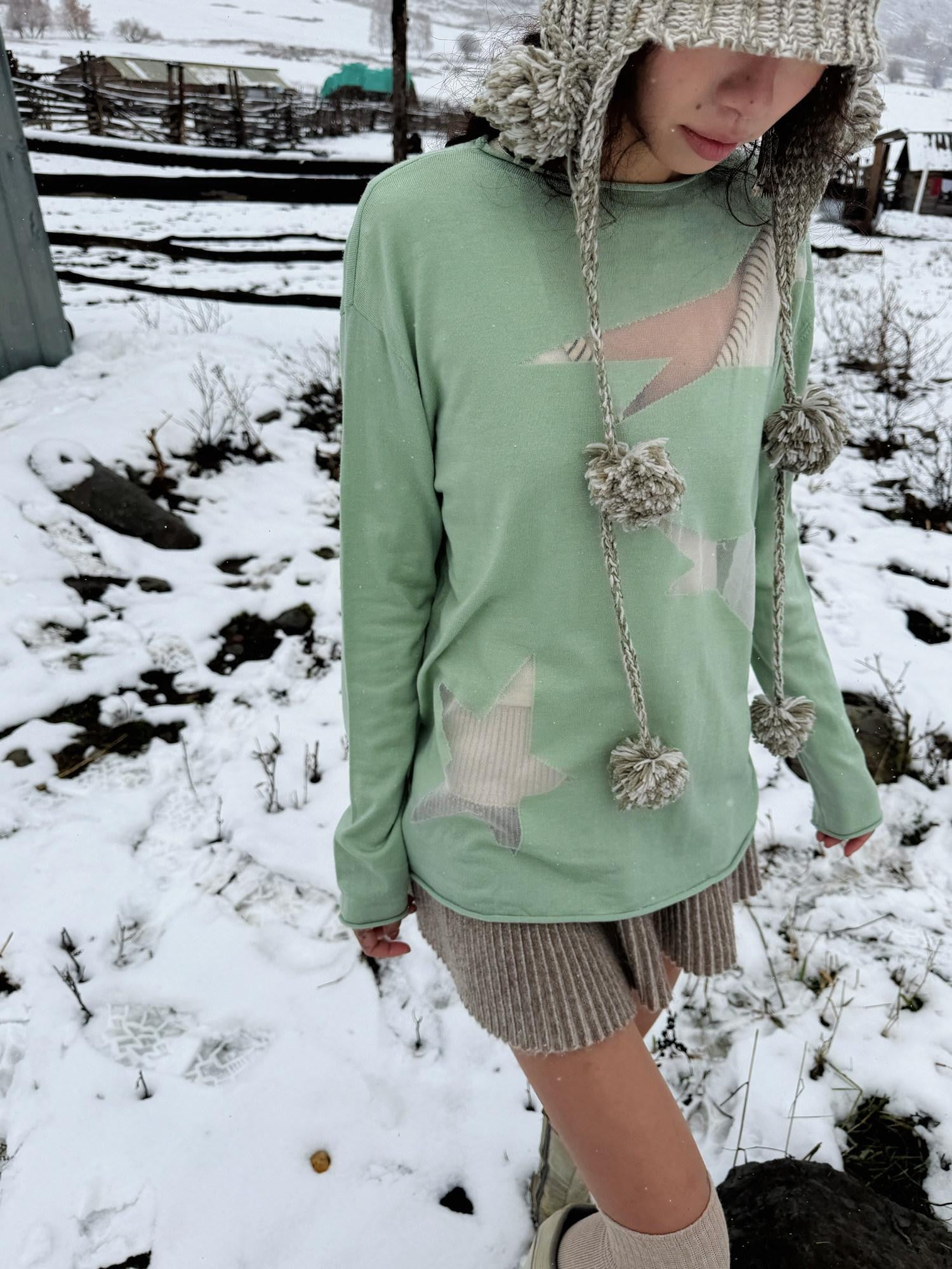 QUORRA S CHORD Sheer Star Knit Rolled Edge Women&