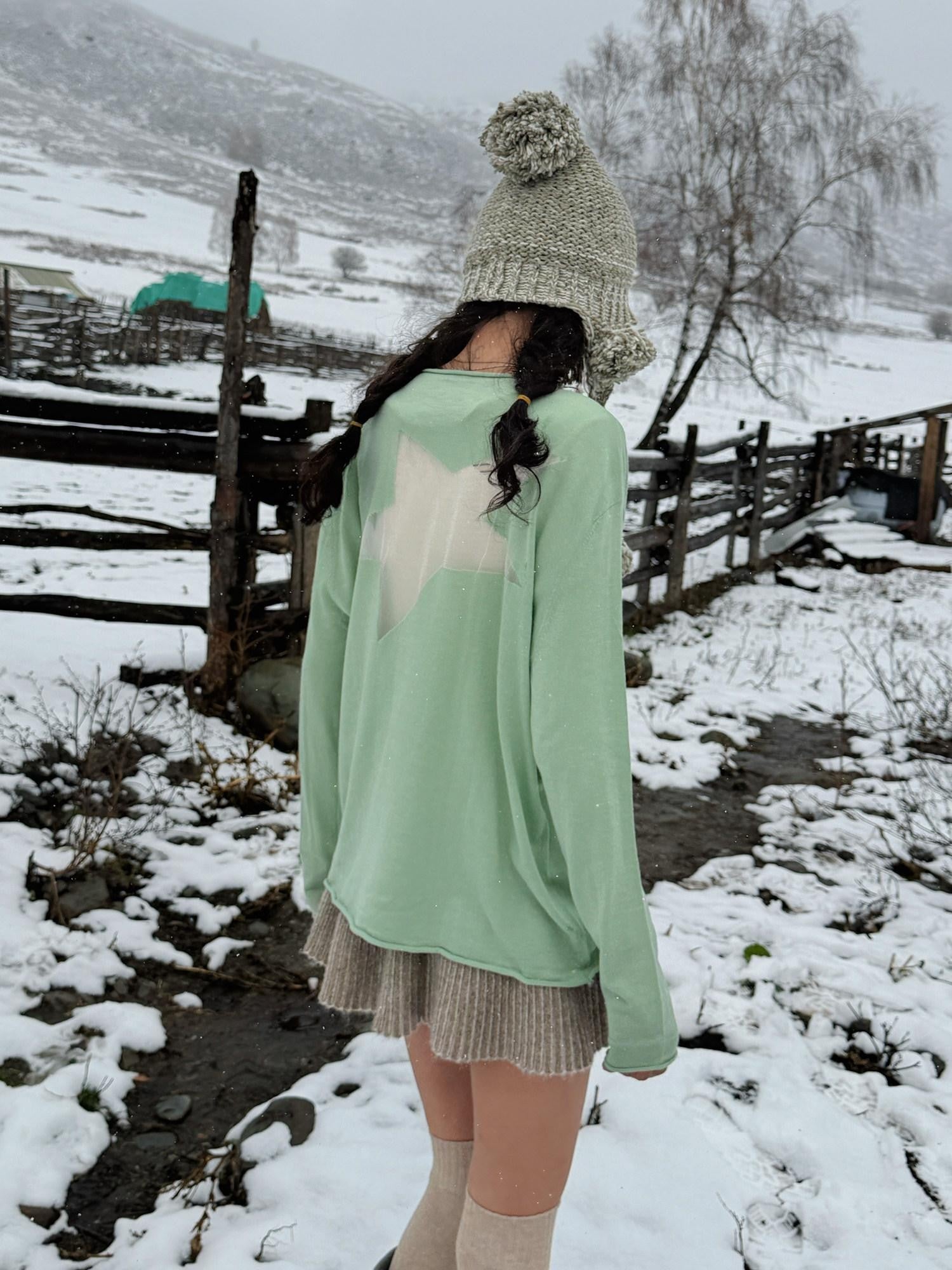 QUORRA S CHORD Sheer Star Knit Rolled Edge Women&