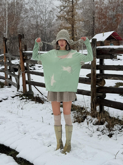 QUORRA S CHORD Sheer Star Knit Rolled Edge Women&